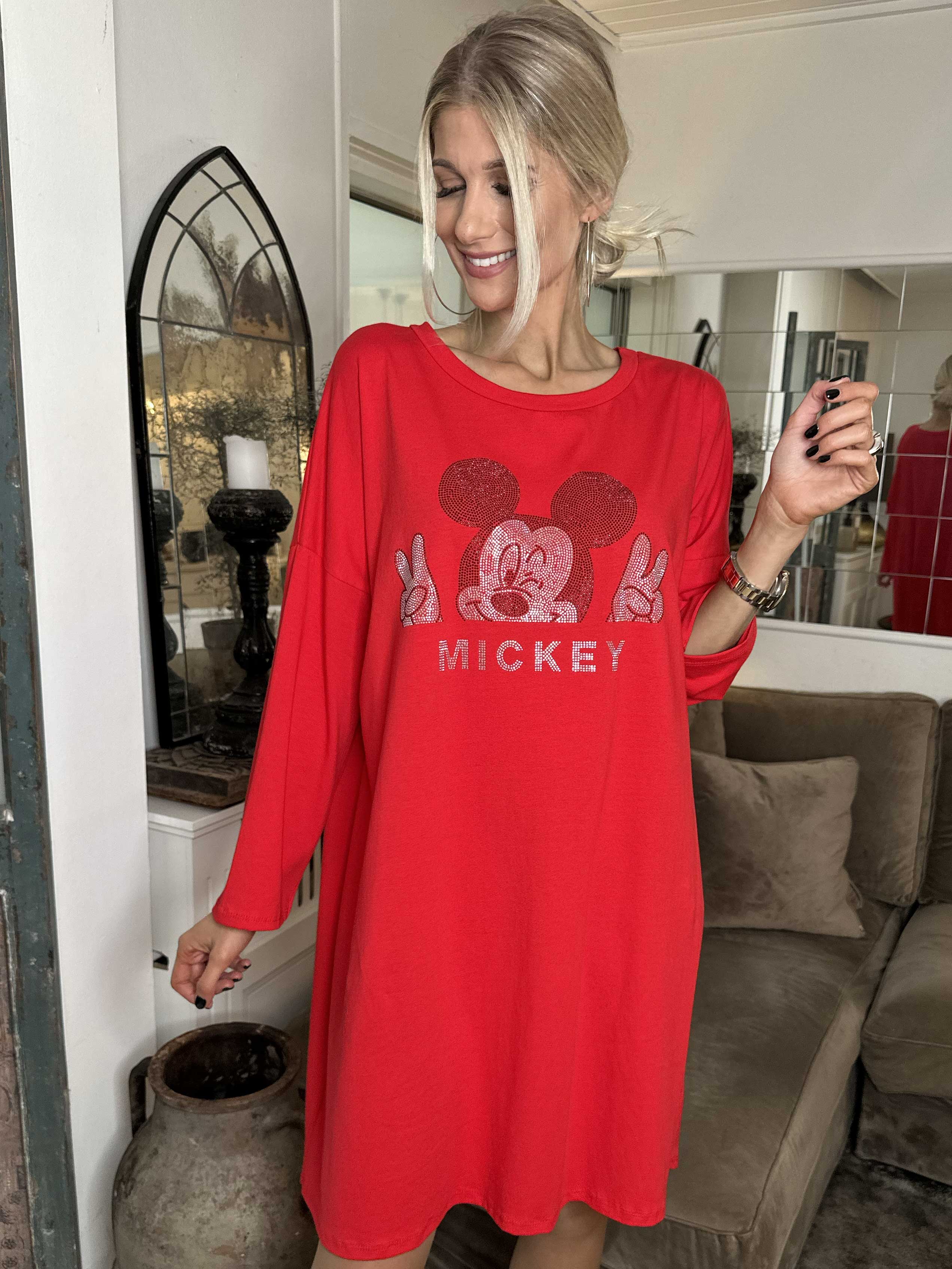 Amal Glitter - Bomullsklänning med tryck i glitter